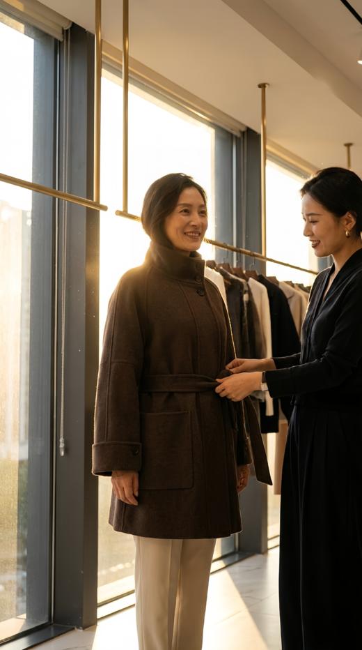 LIN HN 加扣立领系带双面手工大衣 商品图6