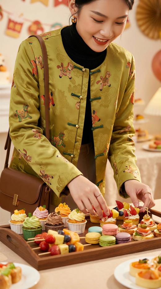 LIN HN 圆领国风一字扣加棉外套 商品图2