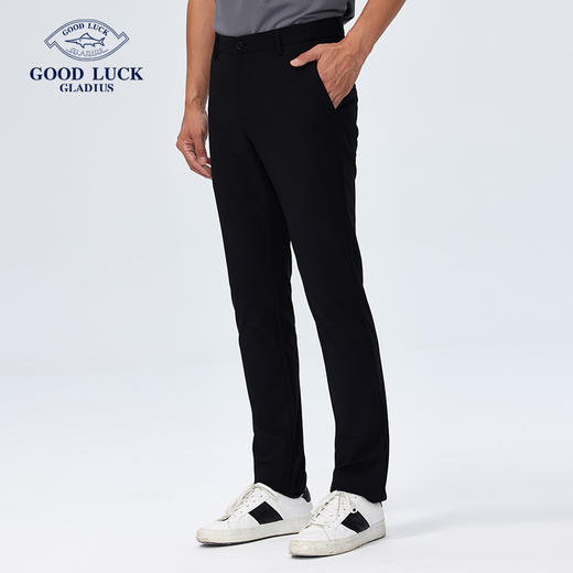 德鲨春夏新款黑色休闲裤男青年时尚直筒裤子男装弹力长裤 商品图0