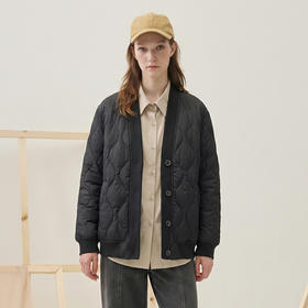 谜底短款羽绒服女士2025秋冬新款极简百搭宽松V领鸭绒服257MY8801