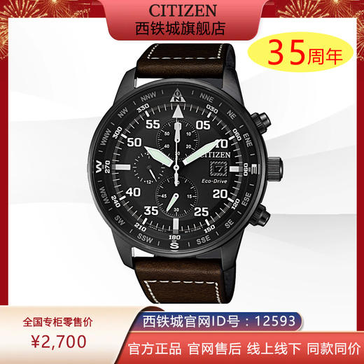 西铁城小牛皮不锈钢覆BIP表壳光动能男表CA0695-17E 商品图0