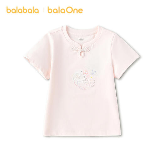 【balaOne】巴拉巴拉童装女童短袖t恤儿童2026新款夏抗菌上衣国风 商品图4