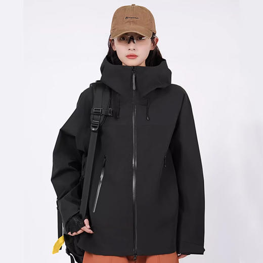 LeWalk 纯色宽松连帽拉链风,壳防风 长袖夹克外套 男女同款冲锋衣 商品图1