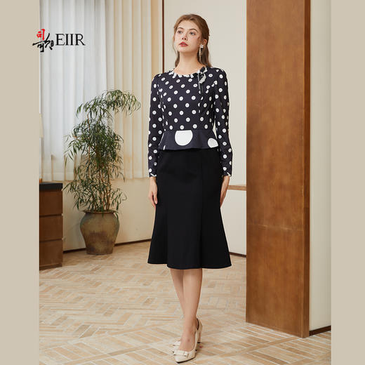 司歌波点假两件收腰鱼尾裙连衣裙A921203X 商品图0