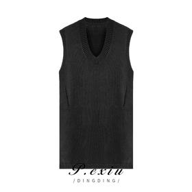 A002潘依绣丁丁宠粉秋冬新款圆领宽松百搭叠穿中长款针织外套 K6108