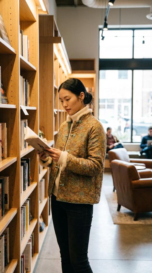 新国风立领水貂毛拼接夹棉花扣外套 商品图5