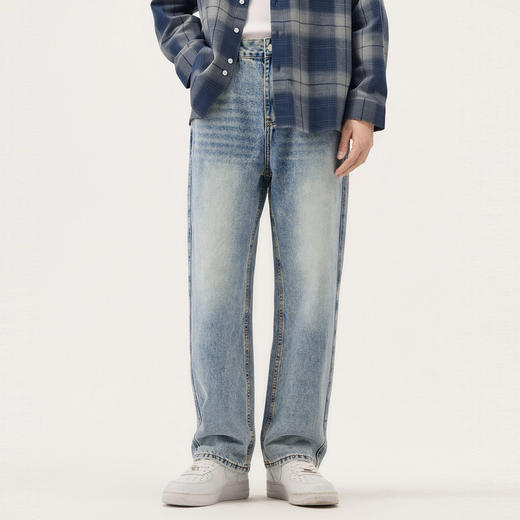 gxg.jeans男装  蓝色复古宽松时尚休闲牛仔长裤男裤 25年秋热卖 商品图1