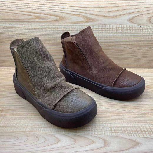 豪行2024年秋季新品时尚休闲简约真皮女单靴短靴24490360 商品图0