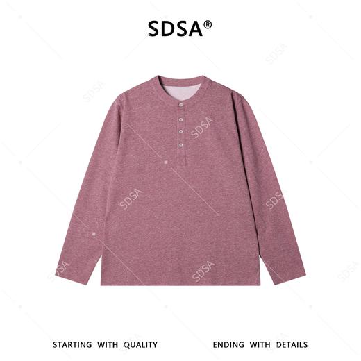 SDSA男装2026新款高贵轻奢韩版简约扎染半纽扣圆领长袖T恤百搭 商品图1