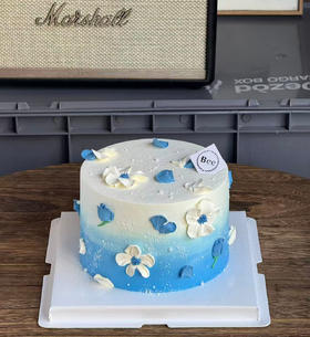 蓝色裱花蛋糕C款
