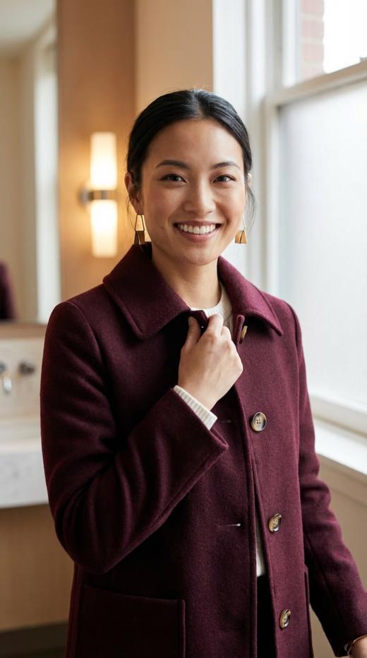 HN 百搭牛角扣休闲翻领双面手工大衣 商品图6