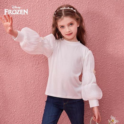 迪士尼童装女童长袖T恤泡泡袖2026新品春装洋气打底衫儿童卫衣 商品图1