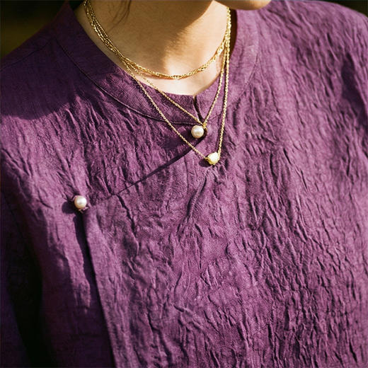 【咕咕同款】新款香云纱国风新中式斜门襟长袖上衣M1A536029Y南宋 商品图6