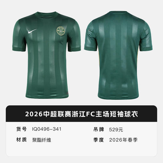 小李子NIKE耐克2026中超联赛浙江FC主场短袖球衣成人男IQ0496-341 商品图4