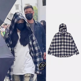 韩国rauc*复古连帽格子衬衫