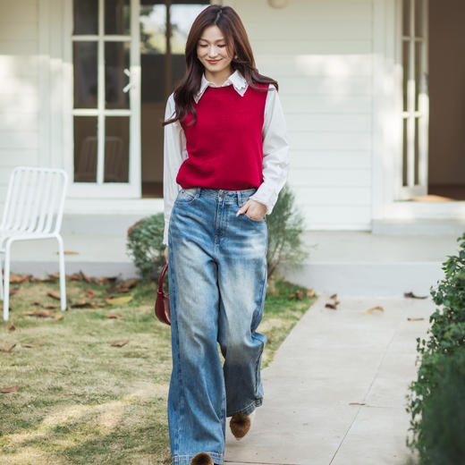 【林栖设计小店】红启新岁|绵羊毛优雅多色百搭宽松2026春新款毛织上衣G1961386 商品图3