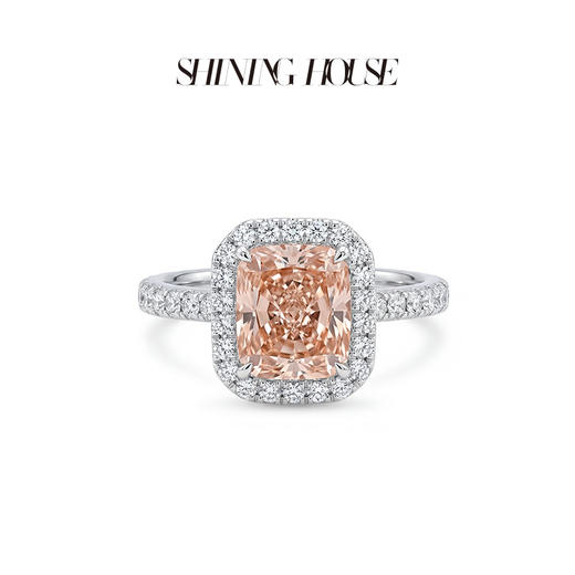ShiningHouse[培育]  粉钻系列 18k金钻石戒指 粉钻雷迪恩形2克拉钻人工真钻人造钻石K金戒指时尚钻石女戒悦己送礼臻选【此商品不支持7天无理由退货退款】预计3日发货 商品图1