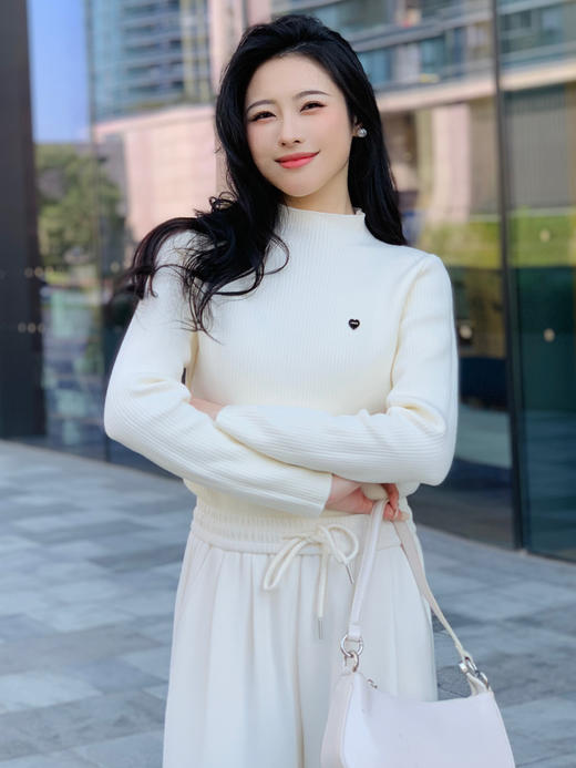 【百图lulu定制】【暖气针织衫】内复核貂绒  爱心皮牌  半高领 针织衫 商品图0