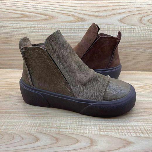 豪行2024年秋季新品时尚休闲简约真皮女单靴短靴24490360 商品图4