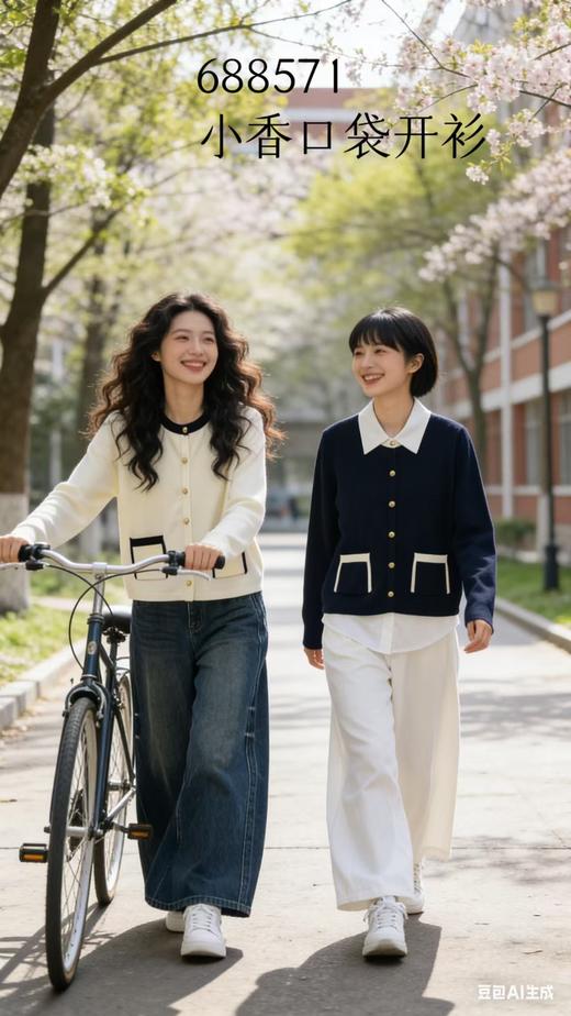 688571春款上新圆领撞色开衫针织 商品图0