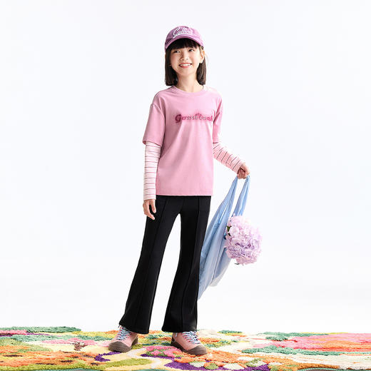 女童全腰针织单裤春季新款安奈儿童装EG616692 商品图3