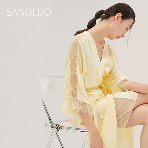 明星同款』桑罗晨袍桑蚕丝慵懒性感优雅长袍新娘睡袍外穿 商品图5