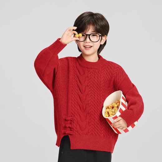 男童加厚毛衣2025冬装新款秋冬款儿童男孩圆领蓬松加厚保暖打底衫 商品图3