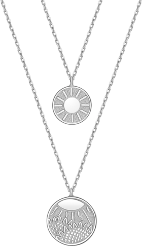 XQS30000015SX38J0000 潮宏基CHJ 向阳而生银项链双层项链镂空圆牌项链925银