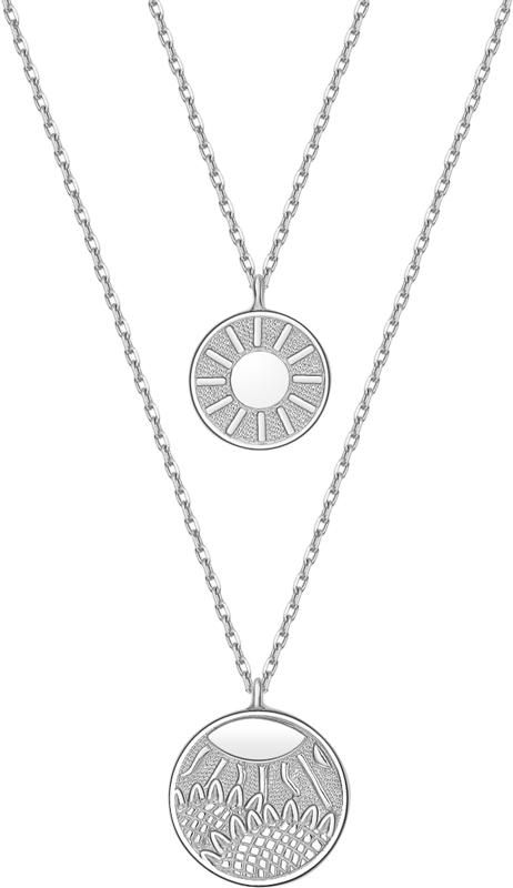 XQS30000015SX38J0000 潮宏基CHJ 向阳而生银项链双层项链镂空圆牌项链925银 商品图0