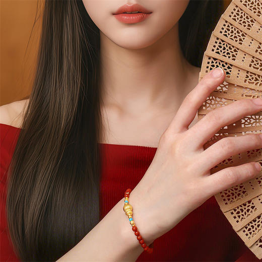 【新品首发】足金福禄南红手串 黄金葫芦手串 臻玉系列女士礼物MEMORA诗普琳MB010201 商品图2