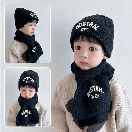 【新年款儿童帽子2件套】冬季秋冬季针织保暖套装男童宝宝女童韩版秋冬围巾毛线帽 商品图2