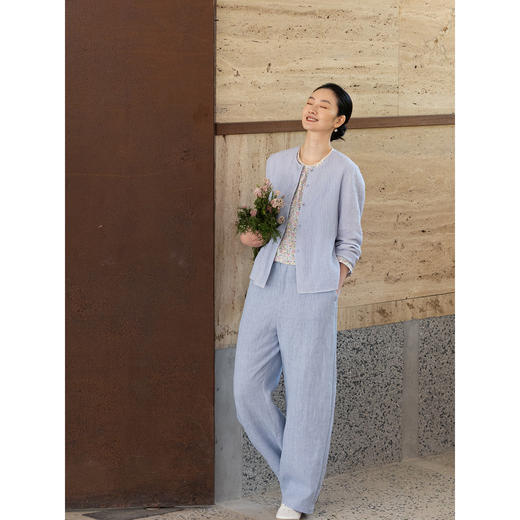 牧衣游原创 进口亚麻手工刺绣外套新款百搭通勤简约文艺开衫 春再 商品图3