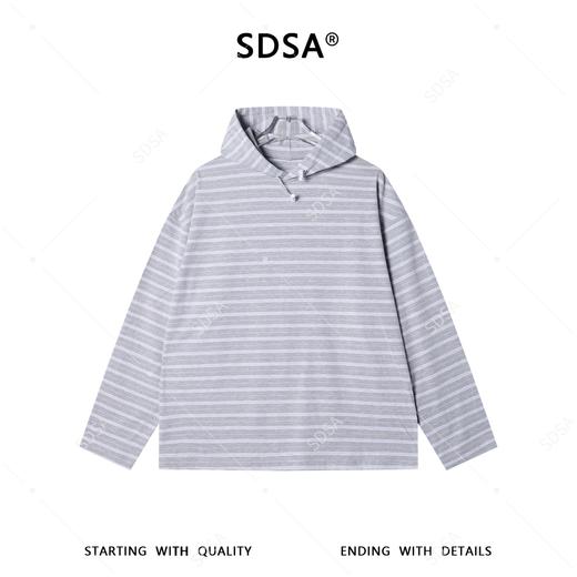 1756SDSA男装2026新款高贵轻奢韩版简约撞色条纹连帽长袖T恤百搭宽松 商品图1