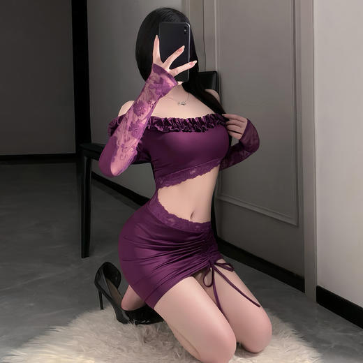 【情趣玩具】制服诱惑专区御姐调情拼接露腰连衣裙性感纯欲包臀裙睡衣！ 商品图2