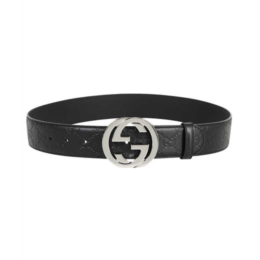 411924CWC1N1000105 古驰GUCCI 【双G带扣黑色压花】男女同款互扣式休闲商务4CM皮带【105cm】 商品图2