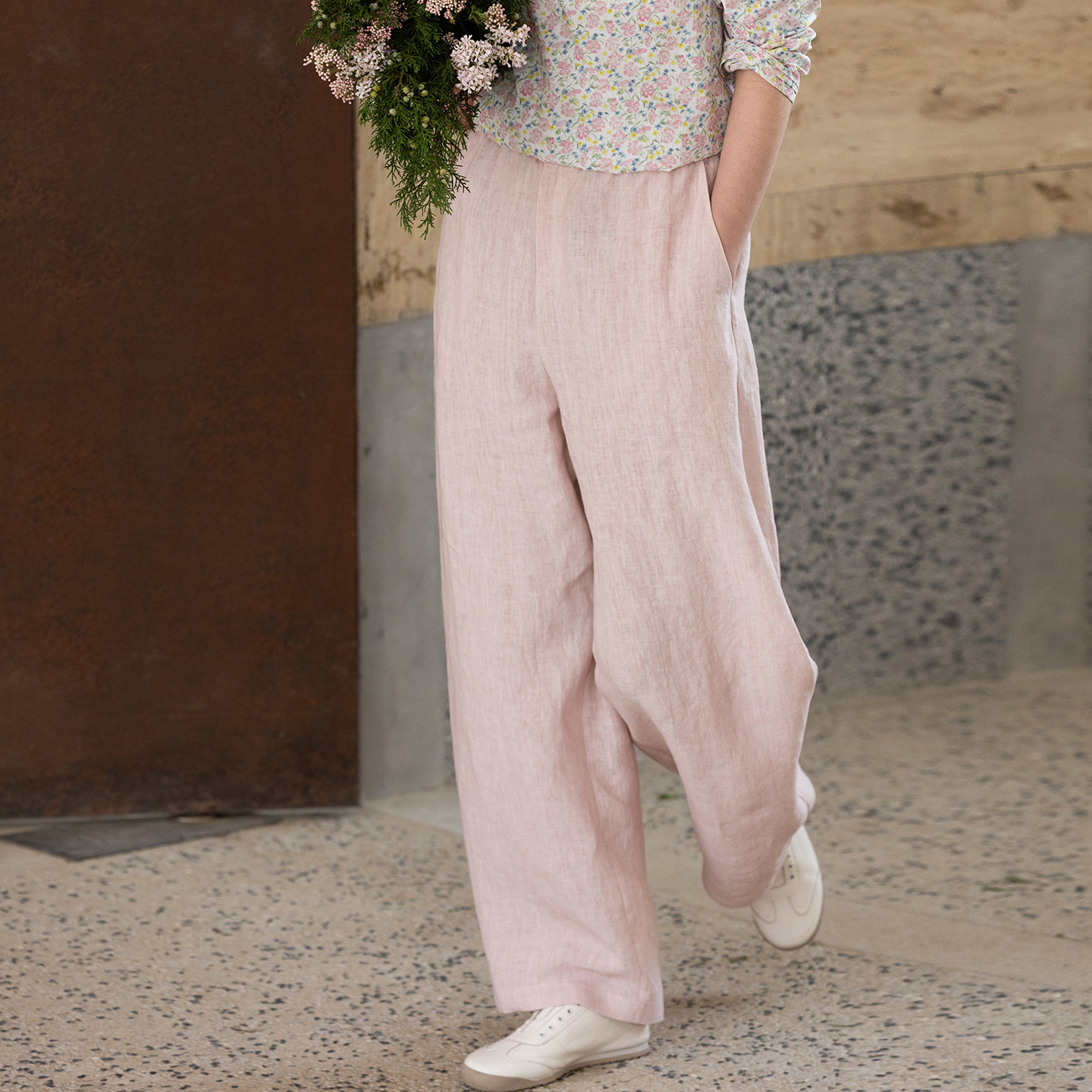 牧衣游原创 炒色汉麻休闲长裤新款通勤随性松弛感宽松裤子 光语