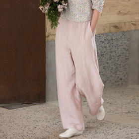 牧衣游原创 炒色汉麻休闲长裤新款通勤随性松弛感宽松裤子 光语