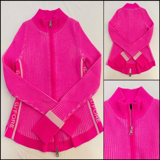 G家新款秋冬女士荧光拉链针织外套来啦！荧光色高品质也太明媚了！实物比照片还要清爽好看！整个人都活泼起来！已经可以想象在运动场上有多动人咯！荧光粉和荧光绿色这两个颜色都是热门色！运动场上亮色很出彩的！ 商品图2