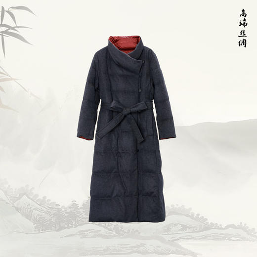 NANSONGSILK/NS羊毛绑带收腰气质加厚中长款鹅绒服547127南宋 商品图9