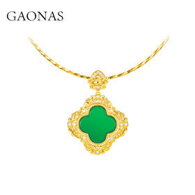 GAONAS  女士贵气绿花金色项链11681DG