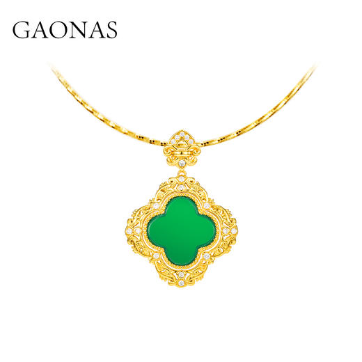 GAONAS  女士贵气绿花金色项链11681DG 商品图0