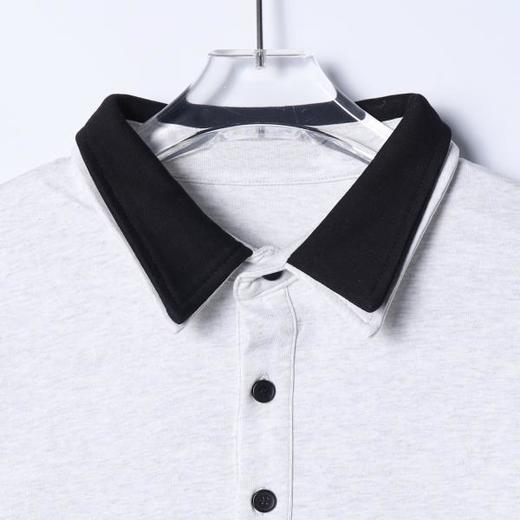 26013SDSA男装2026新款高贵轻奢潮牌简约拼接撞色半纽扣翻领长袖T恤 商品图2