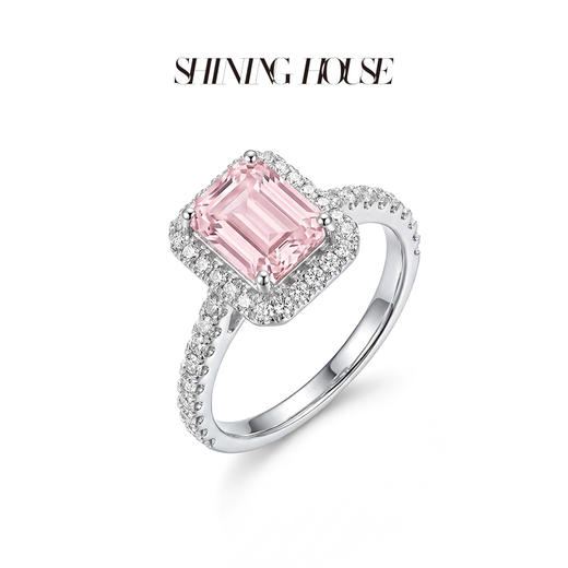ShiningHouse[培育]  粉钻系列 18k金钻石戒指 粉钻雷迪恩形2克拉钻人工真钻人造钻石K金戒指时尚钻石女戒悦己送礼臻选【此商品不支持7天无理由退货退款】预计3日发货 商品图2