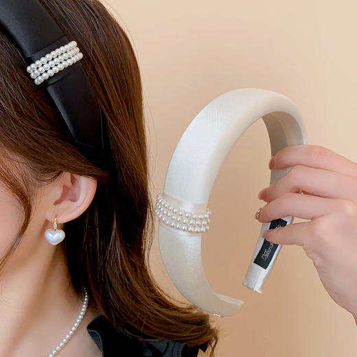 高级感仿珍珠秋冬金标高颅顶发箍  A-5799 商品图6