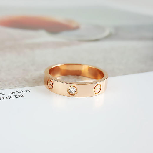 【95新】Cartier卡地亚LOVE系列B4050751玫瑰金窄版单钻LOVE戒指51号中性款270126AK32 商品图4