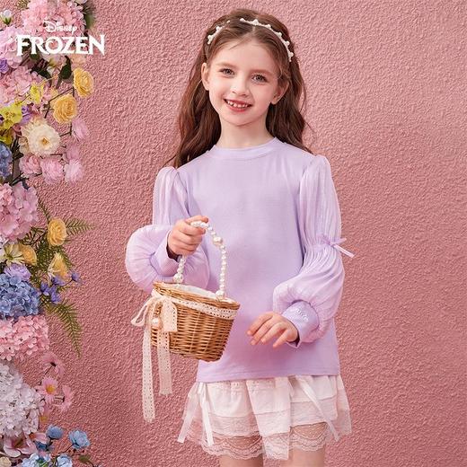 迪士尼童装女童长袖T恤泡泡袖2026新品春装洋气打底衫儿童卫衣 商品图3