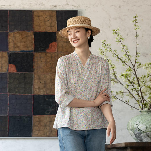 牧衣游原创 80支新疆长绒棉田园印花外套文艺减龄百搭开衫 梧梦 商品图0