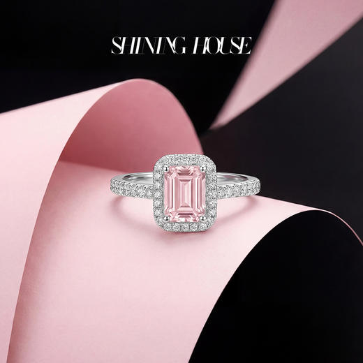 ShiningHouse[培育]  粉钻系列 18k金钻石戒指 粉钻雷迪恩形2克拉钻人工真钻人造钻石K金戒指时尚钻石女戒悦己送礼臻选【此商品不支持7天无理由退货退款】预计3日发货 商品图3