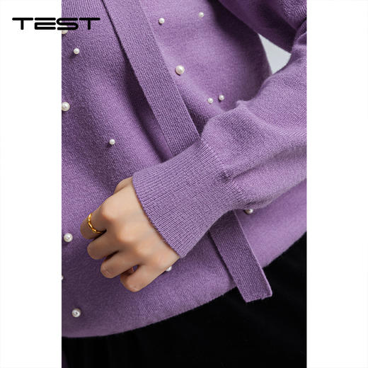 春上新钉珠装饰V领宽松显瘦温柔风毛衣1261007 商品图3