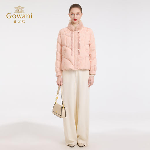 【鹅绒】乔万尼新品中式提花小毛领宽松短款鹅绒羽绒服ED4T857102 商品图3
